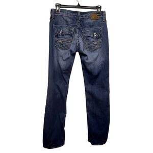 BKE Aiden Mens Bootcut Jeans 29x30 Distressed Shredded Med Wash Stretch